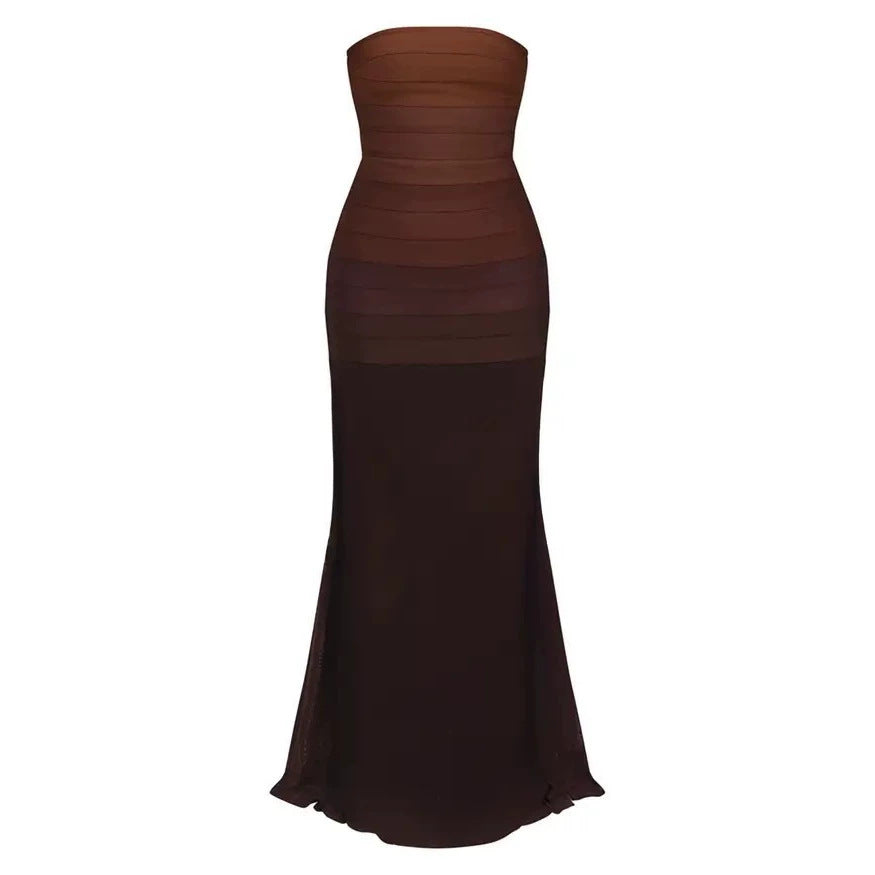 Damen Elegantes strapazierfähiges Maxikleid mit raffiniertem Oberteil EB