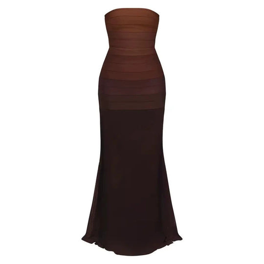 Damen Elegantes strapazierfähiges Maxikleid mit raffiniertem Oberteil EB