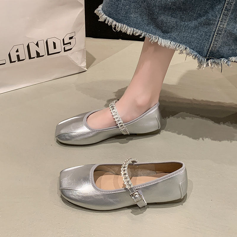 Damen Ballerinas mit funkelndem Riemen EB