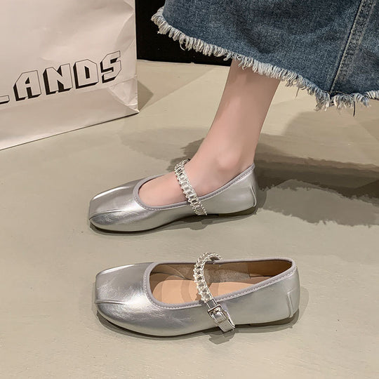 Damen Ballerinas mit funkelndem Riemen EB