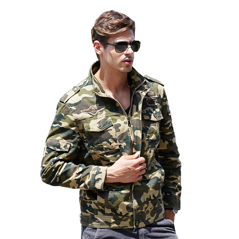 Herren Camouflage-Fieldjacke im Utility‑Look mit Mehrfach‑Taschen und Schulterepauletten EB