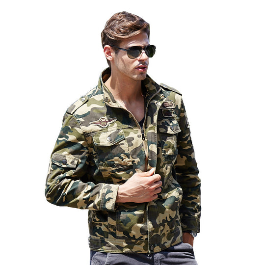 Herren Camouflage-Fieldjacke im Utility‑Look mit Mehrfach‑Taschen und Schulterepauletten EB