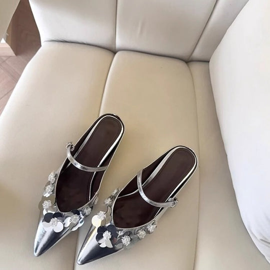 Damen Slingback-Pumps mit floralem Strassbesatz und elegantem Design EB