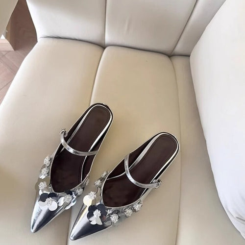 Damen Slingback-Pumps mit floralem Strassbesatz und elegantem Design EB