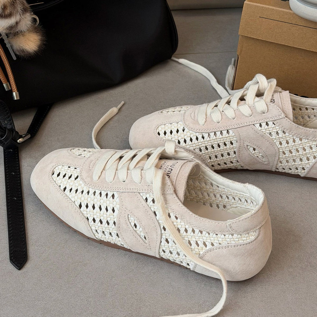 Damen elegante und luftige Schnürschuhe mit handgewebtem Obermaterial EB