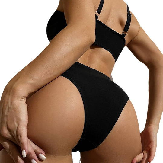 Damen Hochtailliertes Bikini-Set mit sportlichem Crop-Oberteil EB