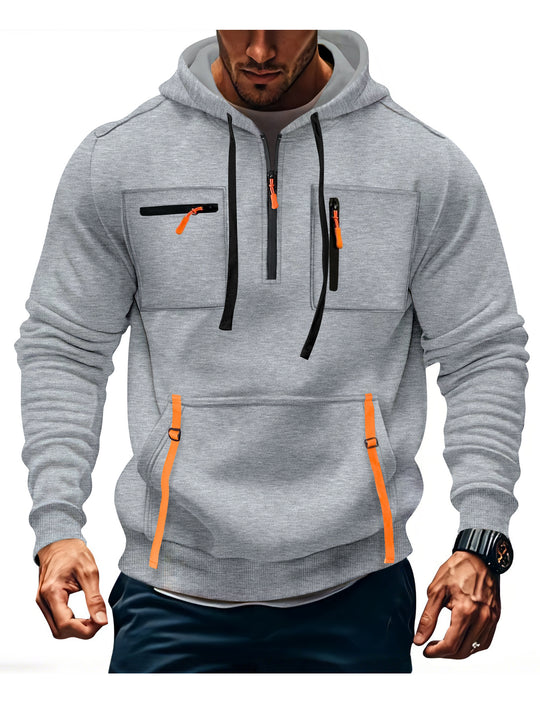 Herren modischer Kapuzenpullover mit funktionalen Reißverschlusstaschen EB