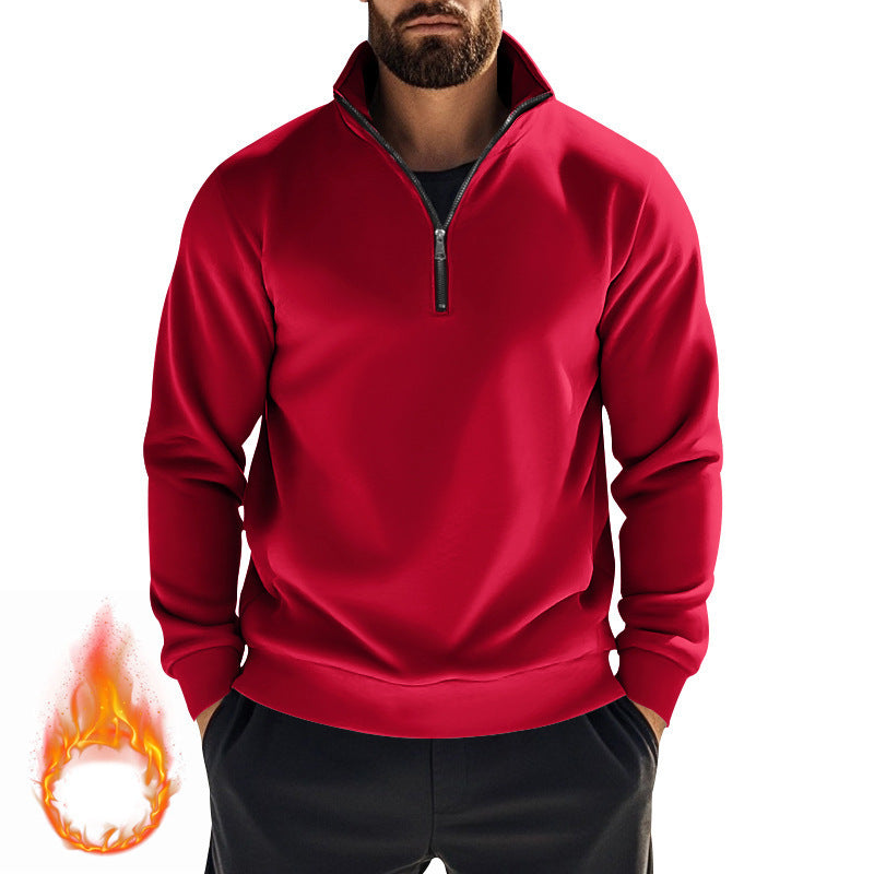 Herren nan komfortables Halbzip-Sweatshirt mit Stehkragen, leicht angerauter Innenseite und geripptem Saum EB