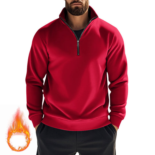 Herren nan komfortables Halbzip-Sweatshirt mit Stehkragen, leicht angerauter Innenseite und geripptem Saum EB