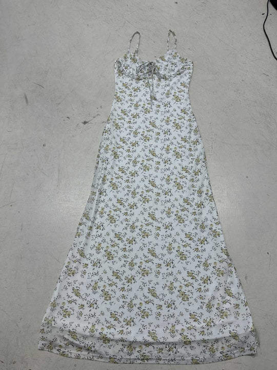 Damen Exquisites Trägerkleid mit floralem Muster und bindbarem Dekolleté EB