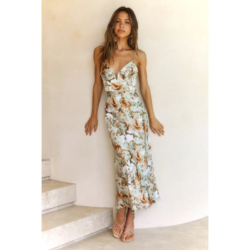 Damen Maxikleid mit elegantem floralem Design EB