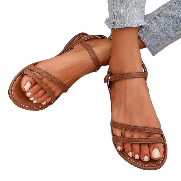 Damen Sandalen mit verstellbaren Riemen und rutschfester Sohle EB