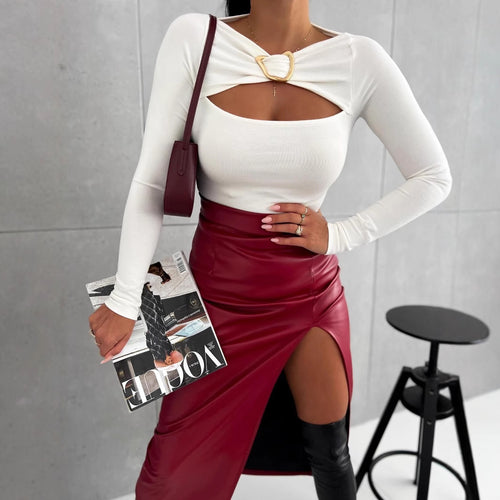 Damen Elegantes Oberteil mit dekorativem Ausschnitt EB