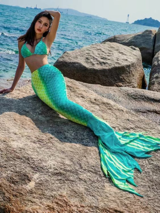 Damen Meerjungfrauen-Bikini mit schimmerndem Schwanzfisch-Muster EB