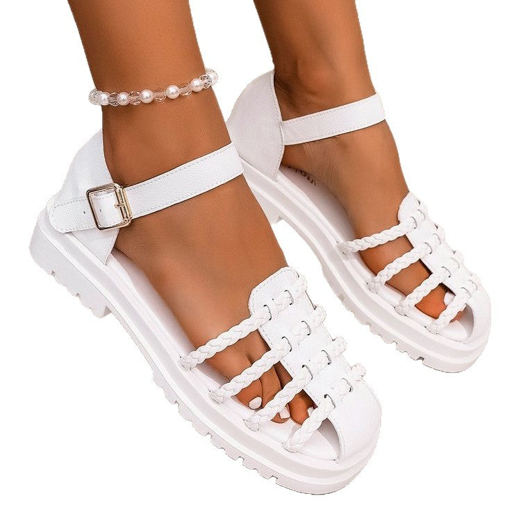 Damen Riemchen-Sandalen mit geflochtenem Design EB