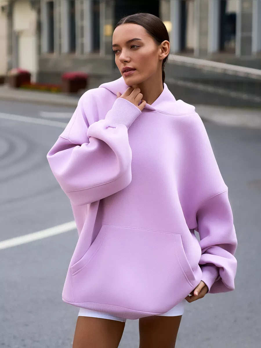Damen Oversized Kapuzenpullover mit extra weitem Schnitt und Kängurutasche EB