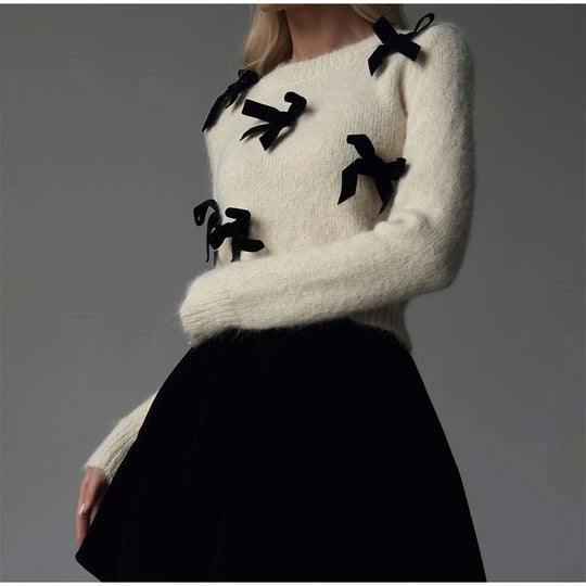 Damen Strickpullover mit verspielten Schleifendetails EB