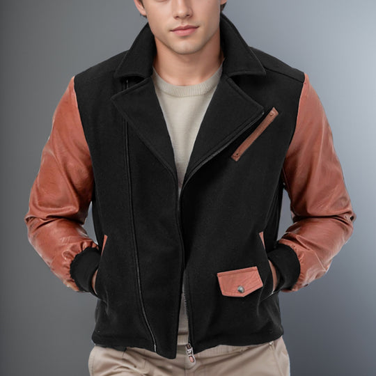 Herren modische Übergangsjacke mit kontrastierenden Ärmeln und praktischen Taschen EB
