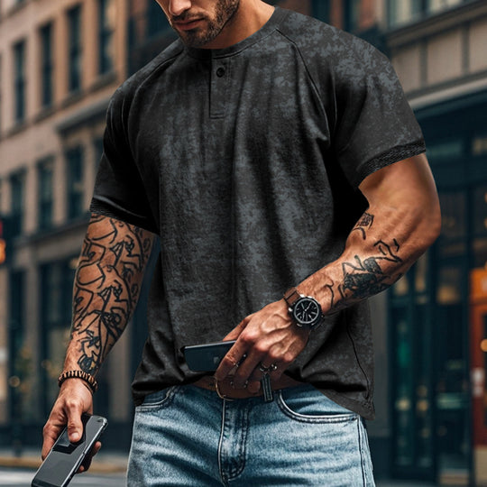 Herren lässiges Kurzarm-Henley-T-Shirt mit strukturiertem Design EB