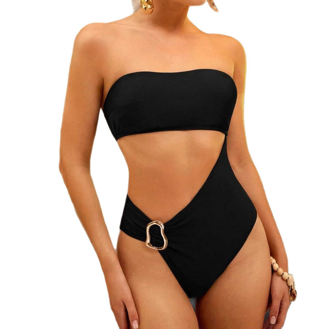 Damen Einteiliger Badeanzug mit einzigartigem Cut-Out und dekorativem Ring-Detail EB