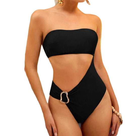 Damen Einteiliger Badeanzug mit einzigartigem Cut-Out und dekorativem Ring-Detail EB