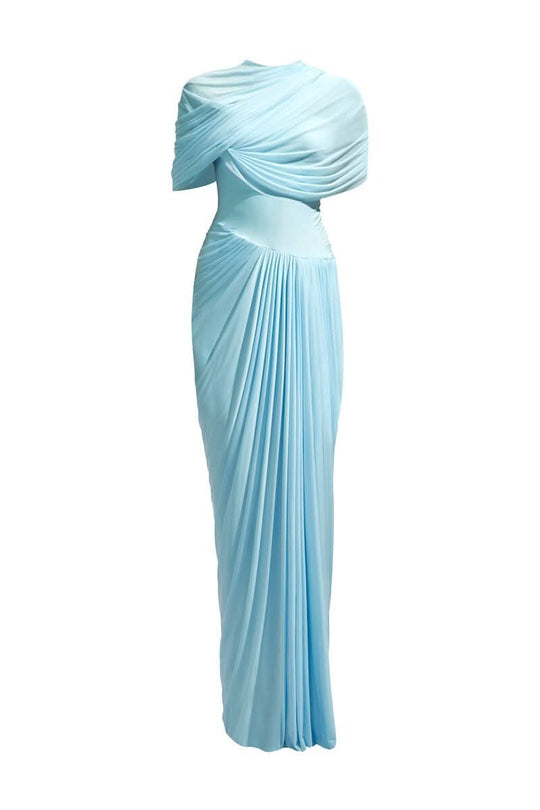 Damen Maxikleid mit eleganter Drapierung und asymmetrischen Cut-Outs EB