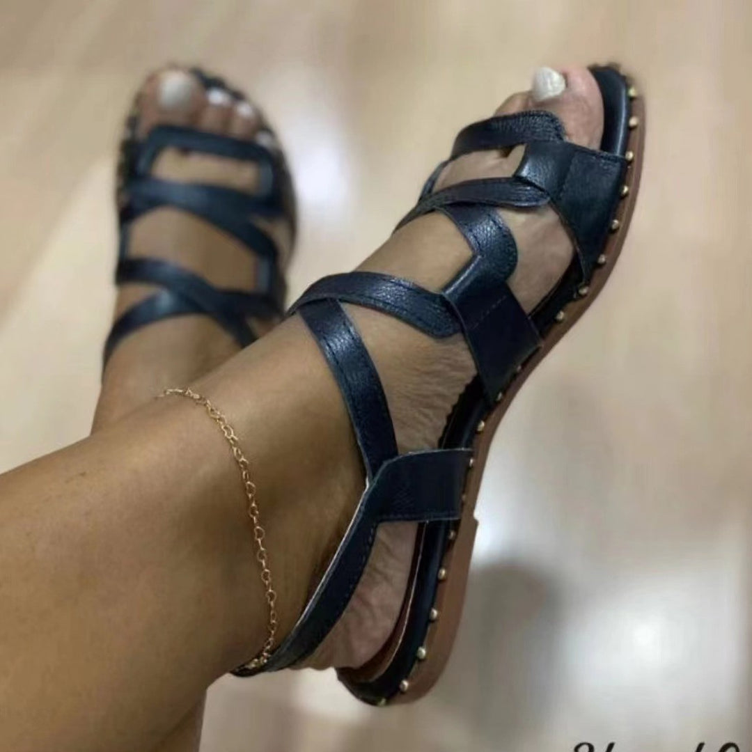 Damen farbenfrohe Sandalen mit flexiblen Riemen EB