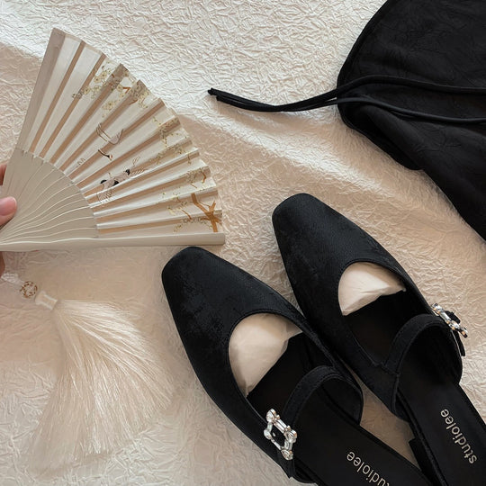 Damen elegante Slingback-Mules mit modischer Schnalle EB