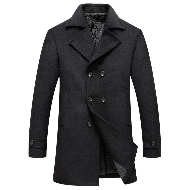 Herren eleganter Doppelreiher-Mantel mit schmalem Schnitt und gefüttertem Innenfutter EB