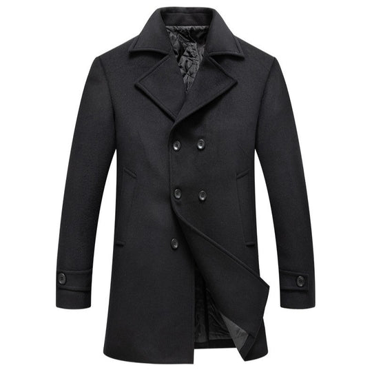 Herren eleganter Doppelreiher-Mantel mit schmalem Schnitt und gefüttertem Innenfutter EB