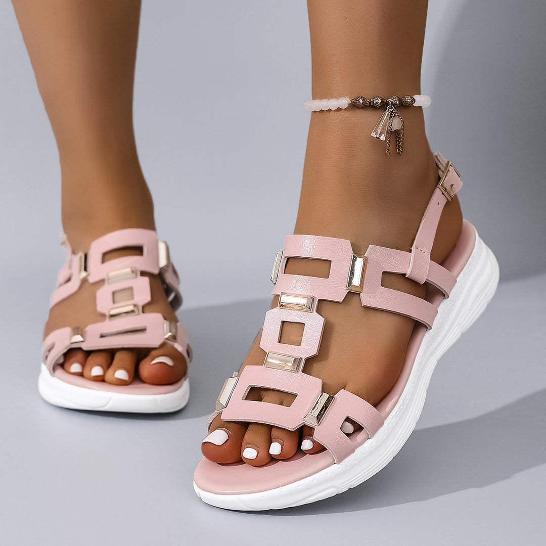 Damen Sportliche Sandalen mit modischem Riemendesign und komfortablem Fußbett EB