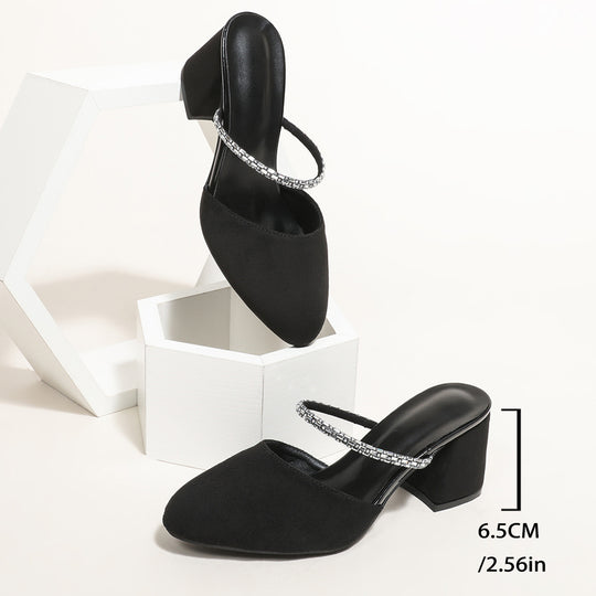 Damen elegante Slingback-Pumps mit glitzernden Riemchen und komfortablem Blockabsatz EB