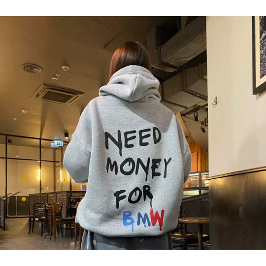 Damen Oversized Hoodie mit stylischem Schriftzug EB