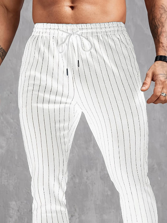 Herren moderne Lounge-Hose mit elastischem Bund und dekorativen Streifen EB