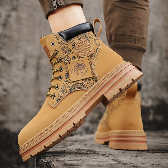 Damen Modische und robuste High-Top Stiefel mit detaillierter Paisleymuster EB