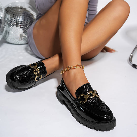 Damen Modische Loafers im Biker-Stil EB