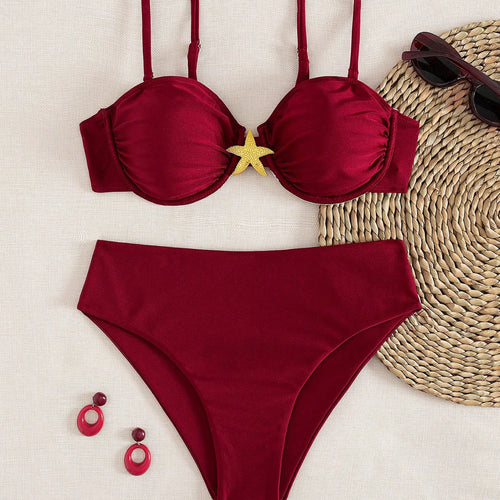 Damen Bikini-Set mit elegantem Push-Up-Oberteil und hohem Taillenunterteil EB