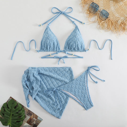 Damen Triangel-Bikini mit floralem Muster und dazugehörigem Rock EB