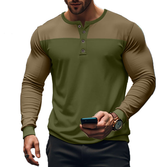 Herren nan funktionales Henley-Langarmshirt mit Raglanärmeln, verstärkter Knopfleiste und tailliertem Schnitt EB