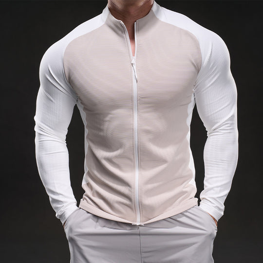 Herren Slim‑Fit Performance‑Trainingsshirt mit durchgehendem Reißverschluss und Raglanärmeln EB