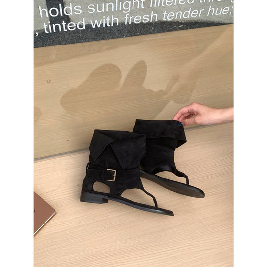Damen modische und elegante Stiefeletten mit offenem Zehenbereich EB