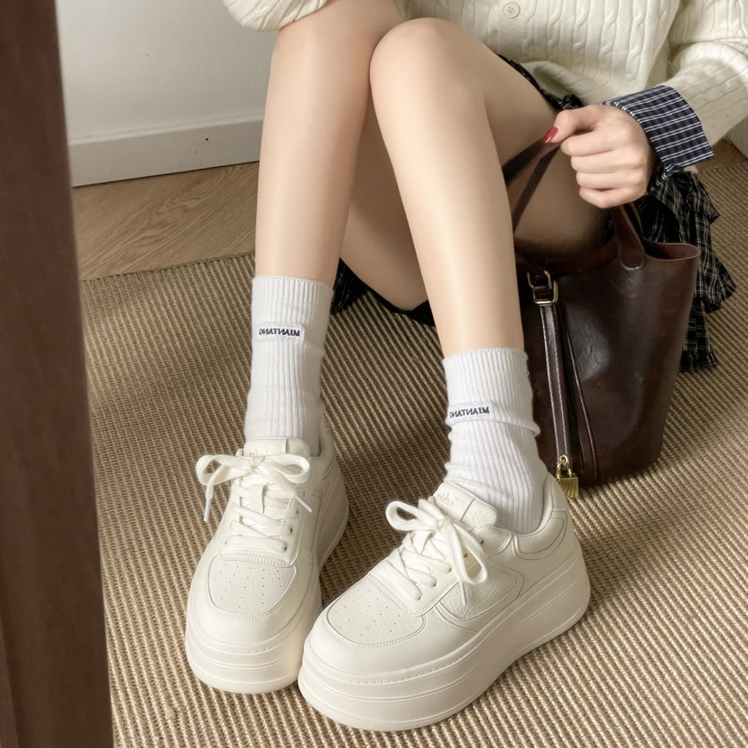 Damen modische Plattform Sneakers mit atmungsaktiver Oberflächenstruktur EB