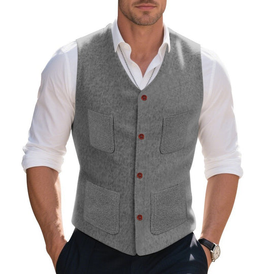 Herren Weste mit funktionalen Taschen und eleganten Knopfdetails EB