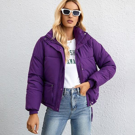 Damen gesteppte Übergangsjacke mit hohem Kragen und praktischen Taschen EB