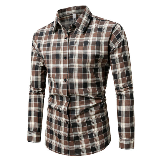 Herren kariertes Langarmhemd aus weichem Flanell EB