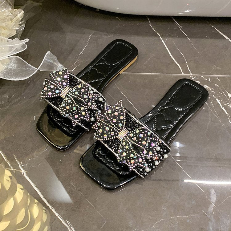 Damen elegante Riemchen-Sandalen mit glitzerndem Schmuckdetail EB