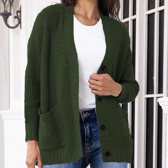 Damen Grobstrick-Cardigan mit praktischen Taschen und lässigem Schnitt EB