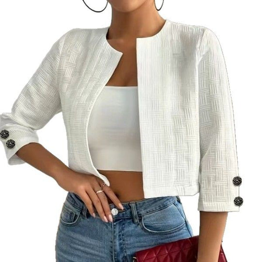 Damen Strukturierte Kurzjacke mit eleganten Knöpfen EB