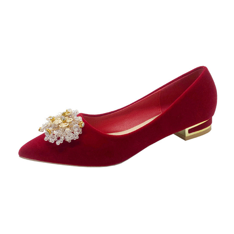 Damen elegante Ballerinas mit dekorativem Blütenakzent EB