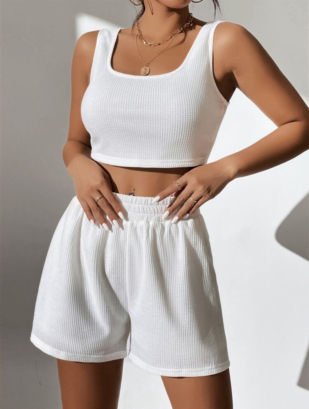 Damen sportliches Kurz-Set mit elastischem Bund EB